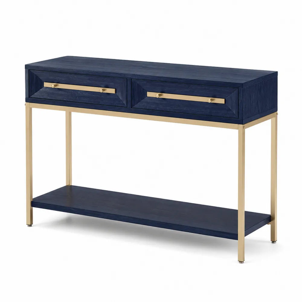 Konsolentisch Blau Holz Metall 120x30x80cm