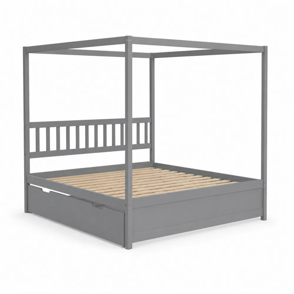 Himmelbett Metall Grau 200x160 cm