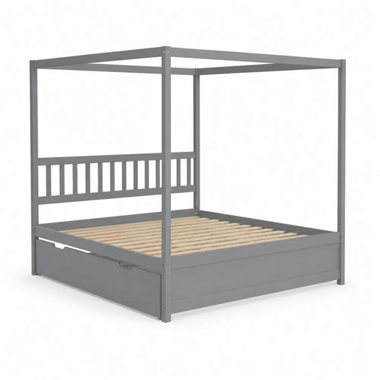 Himmelbett Metall Grau 200x160 cm