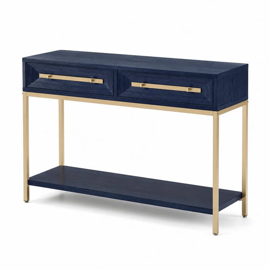 Konsolentisch Blau Holz Metall 120x30x80cm