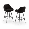 2er-Set Barhocker Schwarz Bouclé mit Metallfüßen