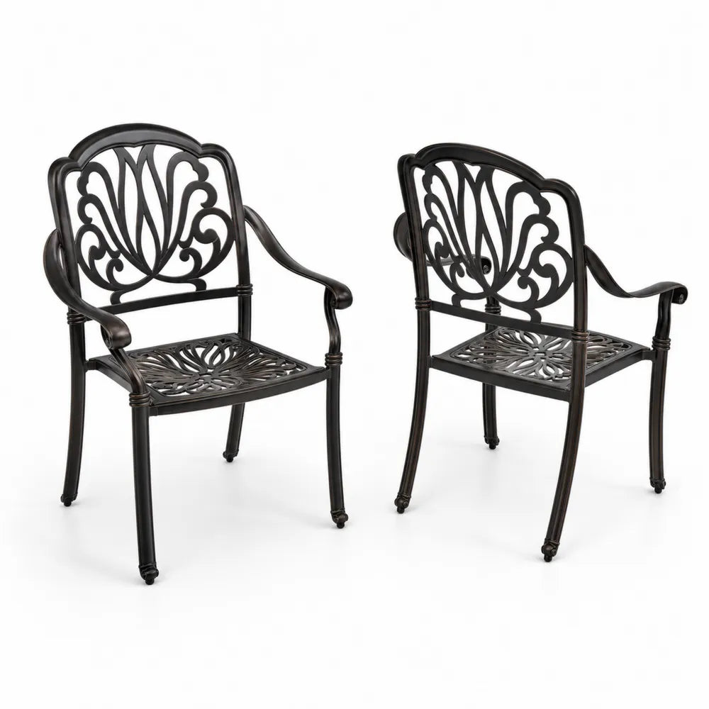2er-Set Gartenstühle aus Aluminium, Bronze
