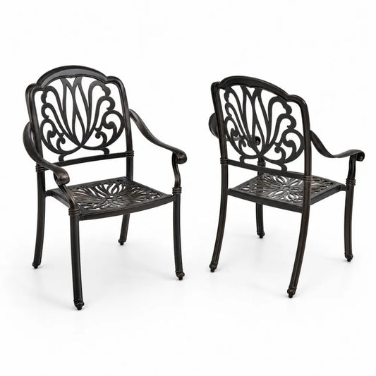 2er-Set Gartenstühle aus Aluminium, Bronze
